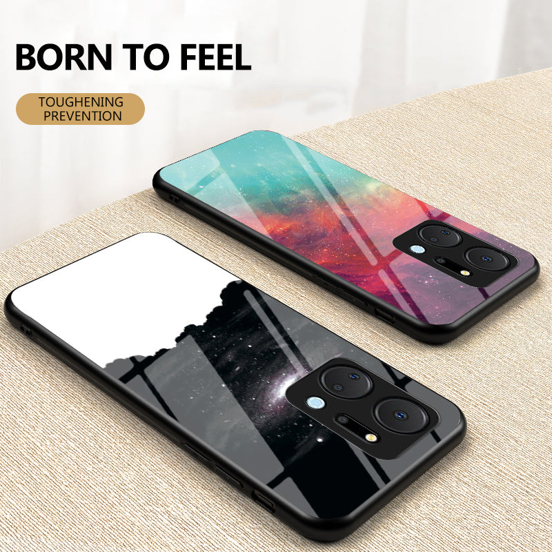 Mobile Phone Case for Honor X7a 5G Starry Sky Pattern Tempered Glass PC TPU Smartphone Cover Mobile Phone Case for Honor X7a 5G Starry Sky Pattern Tempered Glass PC TPU Smartphone Cover